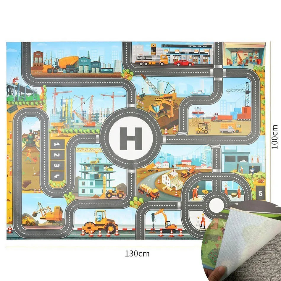 Children Playmat Activity Surface Waterproof Map Kids Animal Road Toy Baby Dinosaur Road Portable Carpet Farm Road Non-Toxic Mat Aimak Store