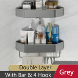 Bathroom Shelf Corner Space Aluminum Bathroom Triangle Basket Shower Room Storage Rack Wall Mounted Black/Matte/Grey Aimak Store