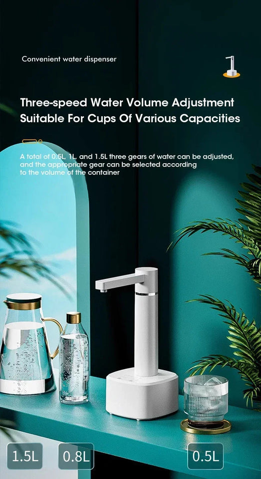 3-gear Electric Water Gallon Bottle Automatic Water Dispenser USB Pump Dispenser Water Bucket Suction Device, Desktop Water Pump Aimak Store