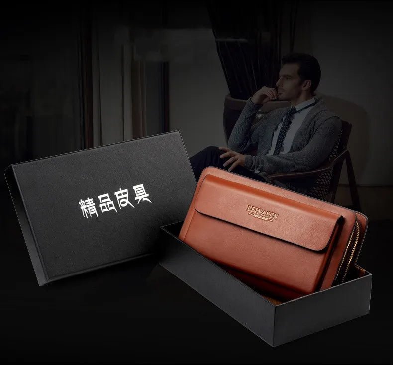 Men Clutch Bag Men's Long Purse Large Capacity Men's Wallets Cell Phone Pocket Passcard Pocket High Quality Wallet Bags For Men Aimak Store