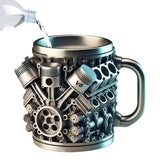 Funny V8 V6 Engines Design Tea Cup Coffee Mug Handmade Engines Stainless Steel Resin Large Capacity Coffee Cup Aimak Store