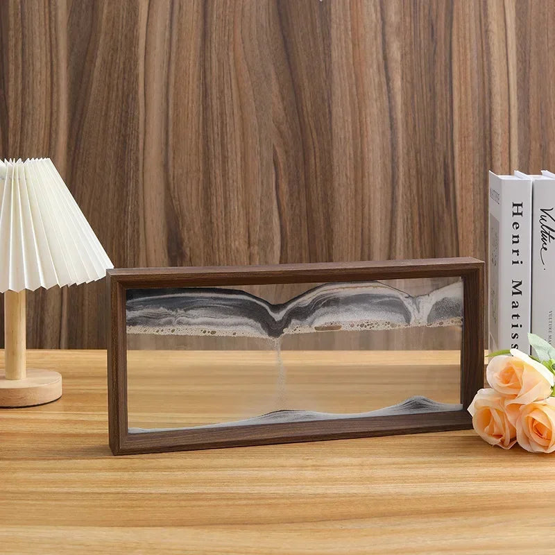 3D Sandscape Moving Sand Art Picture Wooden Frame Quicksand Liquid Hourglass Craft Flowing Sand Painting Office Home Decor Gifts Aimak Store