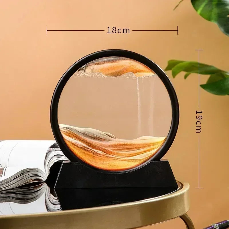 3D Moving Sand Art Round Glass Deep Sea Sandscape Hourglass Quicksand Craft Flowing Sand Painting Office Home Decor Gift Aimak Store
