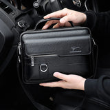Men'S Briefcase Shoulder Business Square Tote PU Leather Cross Handbag Messenger Crossbody Square Side Phone Pouch Hand Bag Male Aimak Store