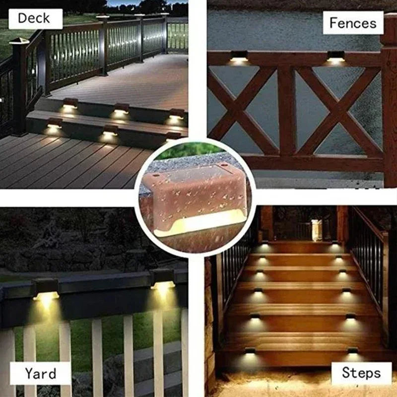 1/4/8/12/pcs Solar LED Lights Outdoor Garden Light Deck Lamp Solar Stairs Light Waterproof Solar Step Lamp Patio Garden Decor Aimak Store