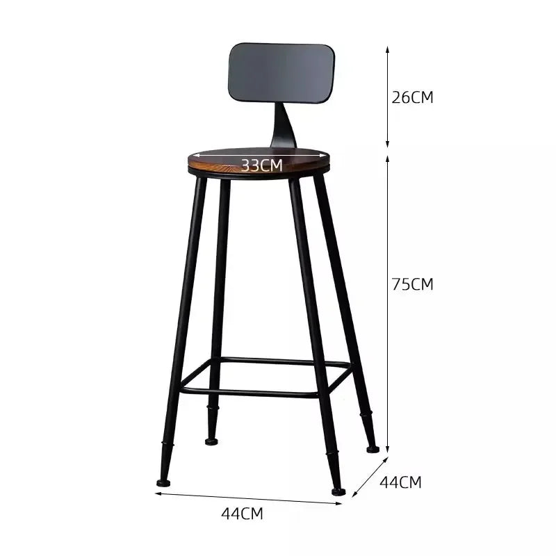 American Style Iron Bar Chair Coffee Shop Milk Tea Shop High Chairs Retro Backrest Seat Solid Wood Sitting Face Counter Stool Aimak Store