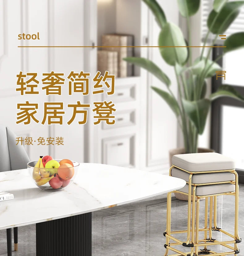 Simple and Luxurious Stackable Square Stool Enlarged and Thickened Round Stool Dirt Resistant Technology Cloth Stool Aimak Store