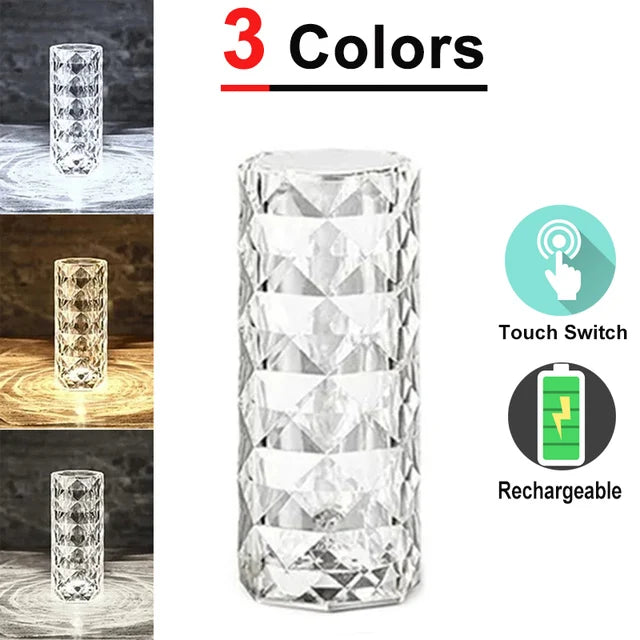 3/16 Colors Crystal Rose Table Lamp LED Rose Light Decoration Remote Control Romantic Diamond Atmosphere Light USB Night Light Aimak Store