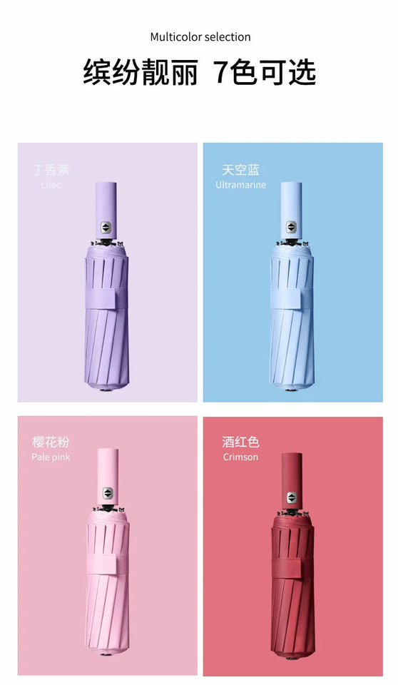 Umbrella Fully Automatic Men's Reinforced Women's Sunshade Umbrella, Rain and Rain Dual Use Umbrella, UV Protection Aimak Store