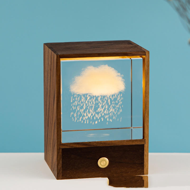 Wooden Box Square Crystal Ball Elk Cloud Night Light Christmas Birthday Gift Aimak Store