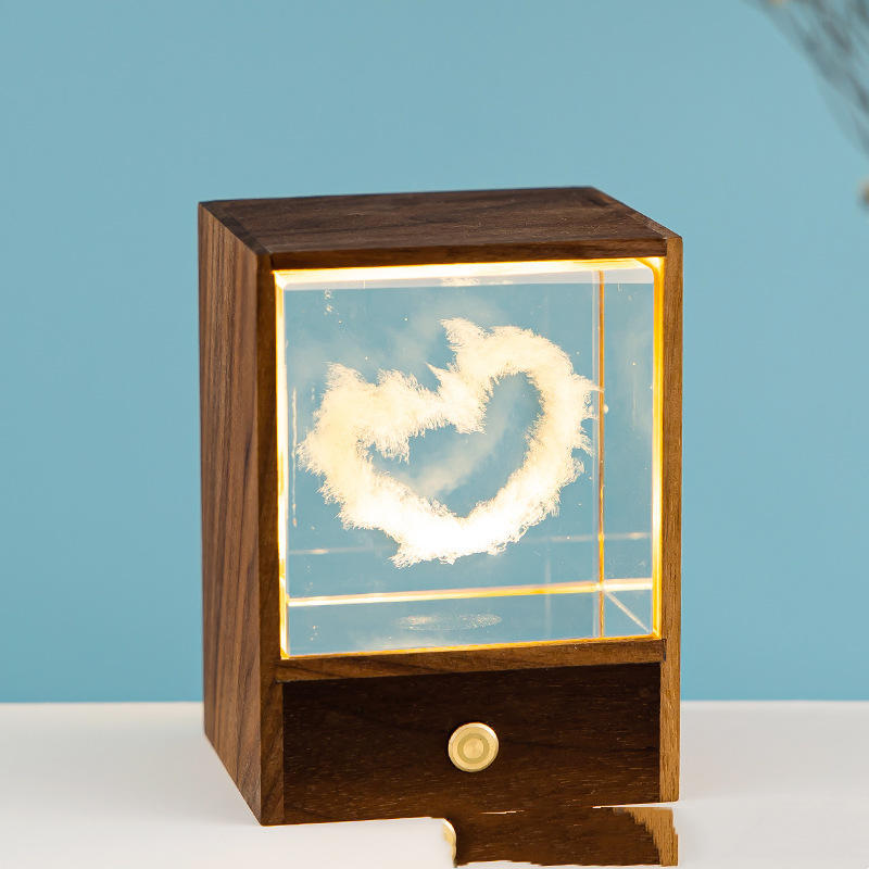 Wooden Box Square Crystal Ball Elk Cloud Night Light Christmas Birthday Gift Aimak Store