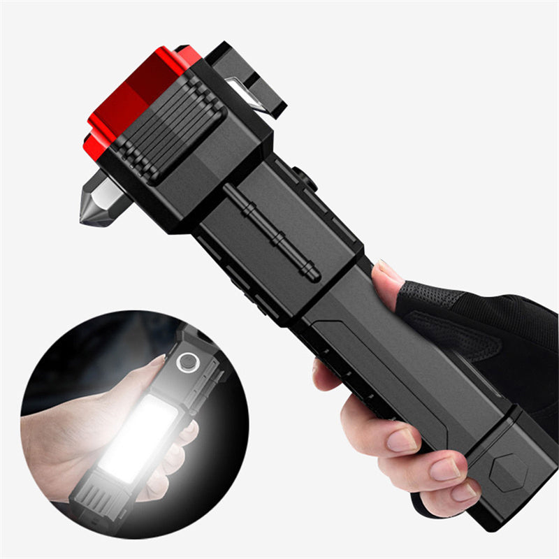 Car Safety Hammer Multifunctional Charging Power Work Light Emergency Fire Self-rescue Breaking Window Self-defense Flashlight Aimak Store
