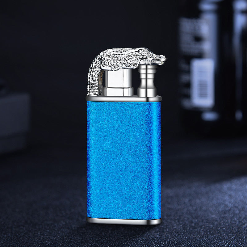 Creative Blue Flame Lighter Dolphin Dragon Tiger Double Fire Metal Winproof Lighter Inflatable Lighter Aimak Store