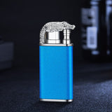 Creative Blue Flame Lighter Dolphin Dragon Tiger Double Fire Metal Winproof Lighter Inflatable Lighter Aimak Store
