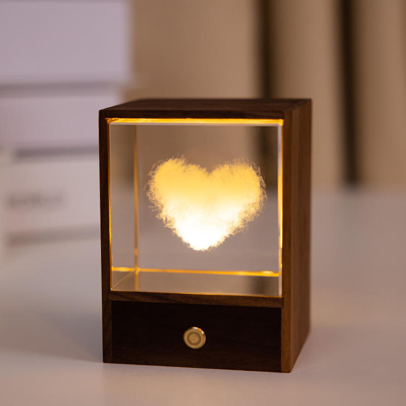 Wooden Box Square Crystal Ball Elk Cloud Night Light Christmas Birthday Gift Aimak Store