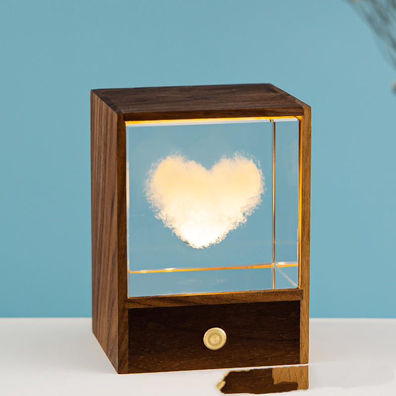Wooden Box Square Crystal Ball Elk Cloud Night Light Christmas Birthday Gift Aimak Store