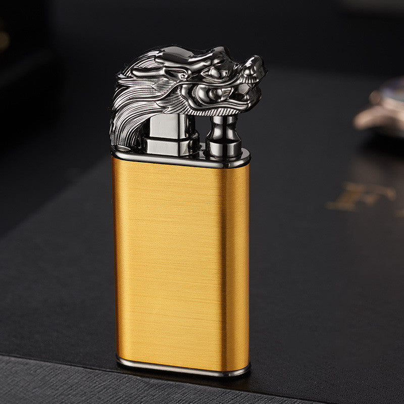 Creative Blue Flame Lighter Dolphin Dragon Tiger Double Fire Metal Winproof Lighter Inflatable Lighter Aimak Store