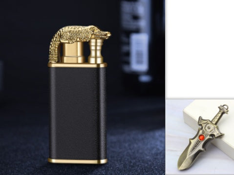 Creative Blue Flame Lighter Dolphin Dragon Tiger Double Fire Metal Winproof Lighter Inflatable Lighter Aimak Store