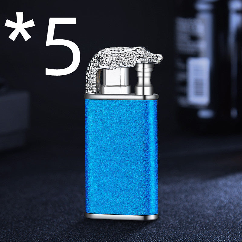 Creative Blue Flame Lighter Dolphin Dragon Tiger Double Fire Metal Winproof Lighter Inflatable Lighter Aimak Store