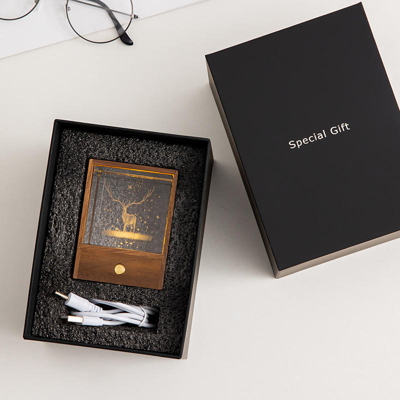 Wooden Box Square Crystal Ball Elk Cloud Night Light Christmas Birthday Gift Aimak Store