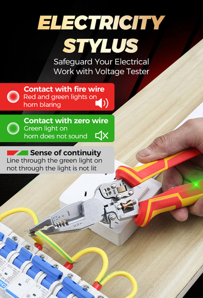 8-in-1 Multi-function Wire Stripper Electricians Voltage Testing Cable Cutting Scissors Crimping Pliers Aimak Store